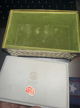 Lefton Blue Bird Metal Footed Trinket Box Floral Flowers Porcelain lid Japan #62 VV MTS|128205