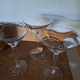 Set of 3 Black Ribbon Swirl Martini Glasses RCD|120221