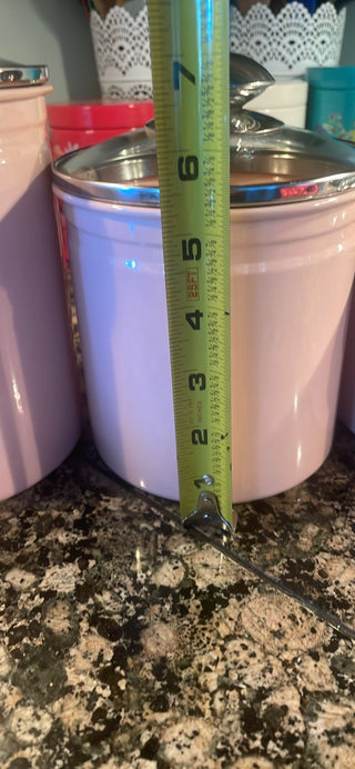 103-Lot of 3 enamel, pink food containers|63339