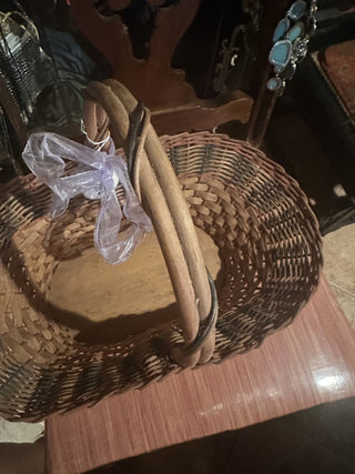 Vtg Wicker Patriotic Basket Gathering Herb Egg Basket #62 VV MTS