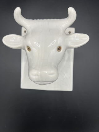 Ceramic White Cow Bull Head Towel Apron Holder|96354