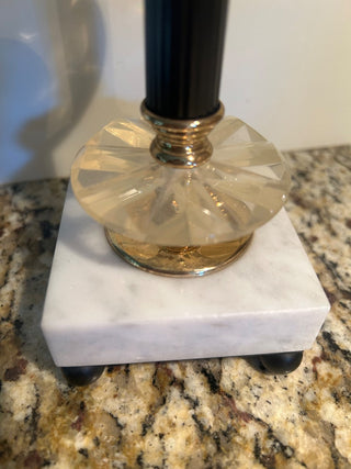 Brass, Lucite, and Marble Candle Holders, Set of 2   MTS
