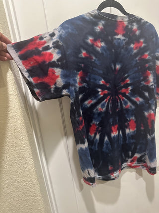 Tie Dye Adult T-shirt Men's XL dark blue and red #47 VV MTS|98106