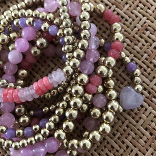 9 Bracelets Pink Gold Lilac RSV|161398