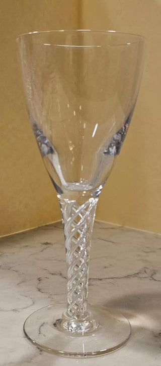 Vtg.Stuart Ariel Fine Crystal Wine Glass, Airtwist Steam, 6,5"-RSV|87994