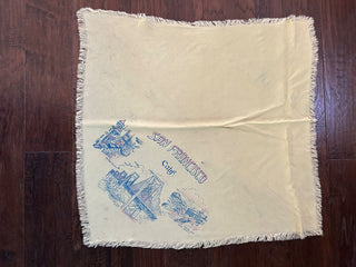 Vintage San Francisco Souvenir Scarf, Yellow with Fringe    MTS