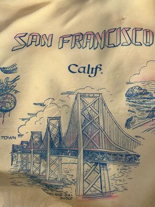 Vintage San Francisco Souvenir Scarf, Yellow with Fringe    MTS