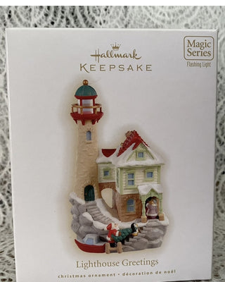 Hallmark Keepsake Lighthouse Greetings Magic Series Christmas ornament from 2009.-RSV|126821