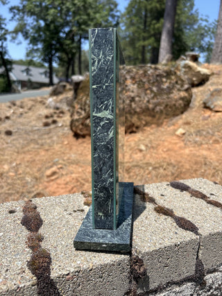 12F VTG Green Marble Double Sided Beveled Glass Frame w/Liner Vase RSV