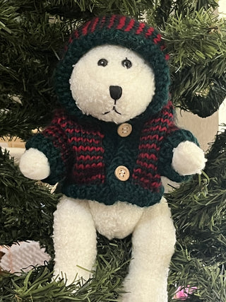 Vtg Hugfun White Jointed Teddy Bear w/Christmas Sweater RSV|132480