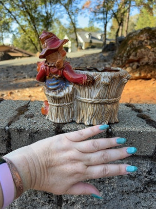 vintage ceramic scarecrow planter