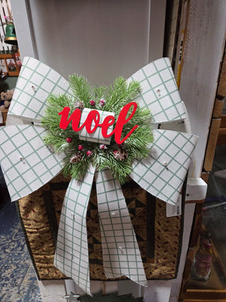 Light-up Christmas "Noel" Bow, Green/White, RCD|135831