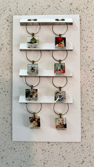 Set of 8 Wine Charms. Typsy Puppies and Kitties. NY60 RCD|126549