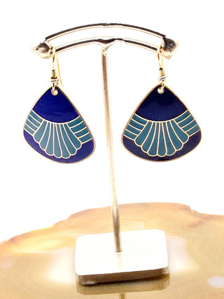 Laurel Burch Earrings "blue and teal fans" RSV|132458