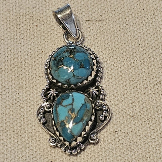 .925 2 stone blue royston turquoise pendant