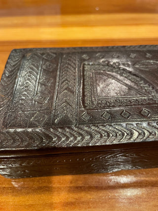 VNTG African Tuareg Hand Tooled Leather Box MTS|79826