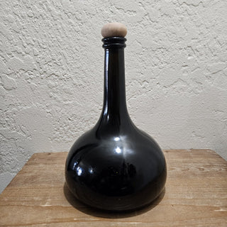 SALE - Vintage MM78 Jet Black Glass Onion  Bottle with Cork