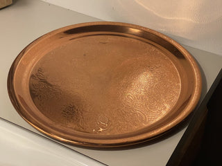 12" Copper Tray w/ Floral Design, As Is--SP RCD