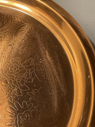 12" Copper Tray w/ Floral Design, As Is--SP RCD