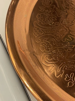 12" Copper Tray w/ Floral Design, As Is--SP RCD