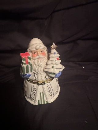 Vintage Santa Claus White Trinket box Christmas figure decor|141582
