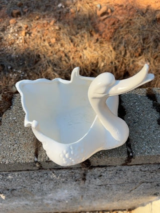 vintage Hull Pottery matte white swan or duck planter (Model #23) from the 1950s