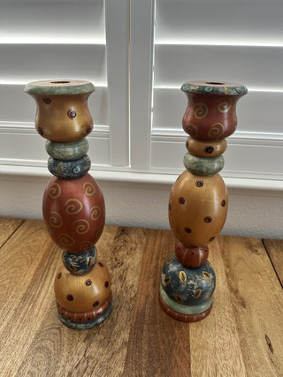 Set of Anita Rosenberg Wood Candleholders MTS|105078