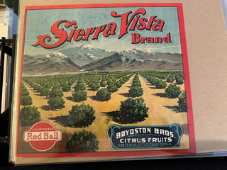 Sierra Vista Authentic Citrus Farm Crate Label EC095 MTS|100391