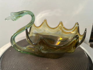 Art Glass Swan Clear Green Large MTS