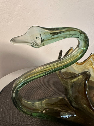 Art Glass Swan Clear Green Large MTS