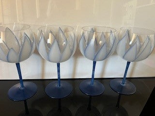 #2000 Blue Flower Petal Stemware 4-set|75004