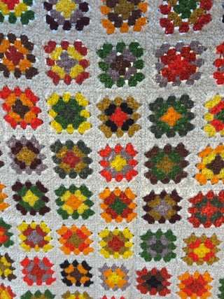 JP vintage 70” x 50” handmade crochet granny square throw blanket