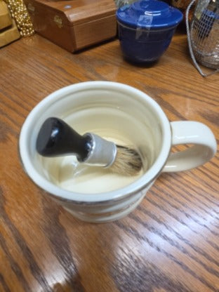 VTG Franklin Toiletry Co Barbershop with Brush Old Fashioned Luxury Shaving Mug Gold Trim