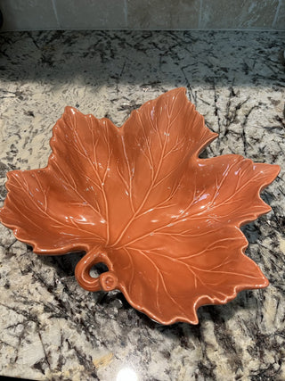 Large Ceramic 12” Fall Leaf Bowl (Orange Color) RCD|109139