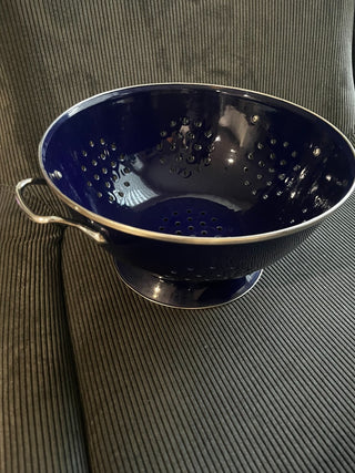 Enamel colander cobalt blue 11 inches|109740