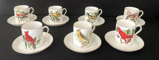 Royal Tuscan Audubon Birds Demitasse 8 cup and Saucers Fine Bone China England #63 VV MTS