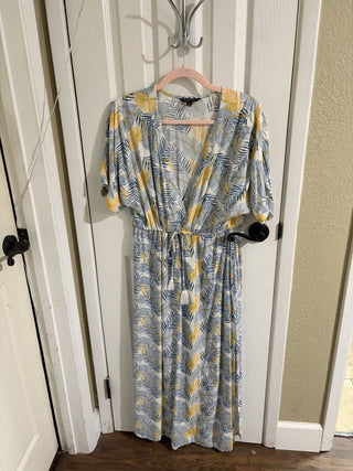Spiaggia Dolce Hawaiian Palm Print Maxi Dress/Cover-Up Size Large RCD