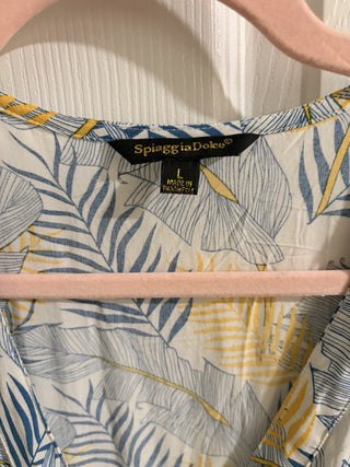 Spiaggia Dolce Hawaiian Palm Print Maxi Dress/Cover-Up Size Large RCD