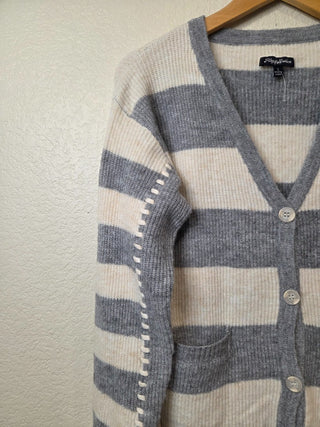 NEW! Flag & Anthem grey and cream striped cardigan RSV|158465