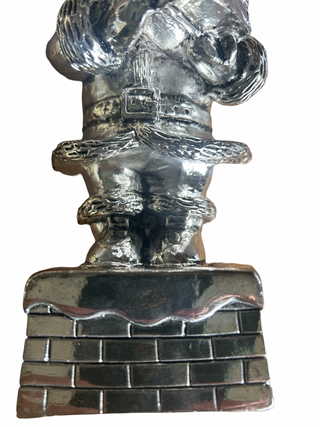 Vtg Christmas Silver Plated Metal 7.5" Santa Claus Figure Music Box Holiday-RSV|130700