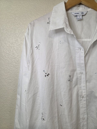 NEW! Old Navy 100% cotton rhinestone cropped button down RSV|158719