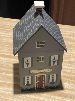 11" Flour House Wood Canister w/ Liner, 90's--SP RCD