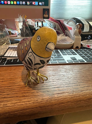 Vtg. hand painted bird w/metal legs - folk art, Scandanavian RCD|92945