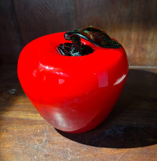Large handblown/forged glass red apple NM MTS