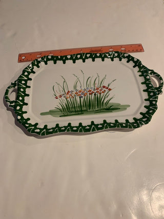 ZANOLLI Italy Hand painted tray w/handles