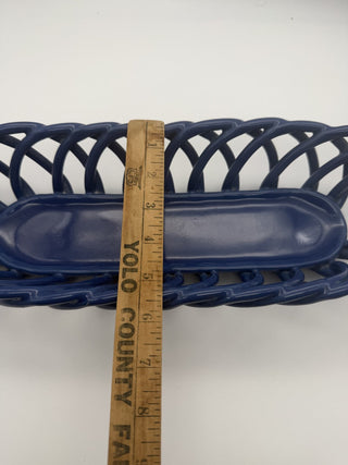 Blue Woven Ceramic Oval basket #63 VV MTS