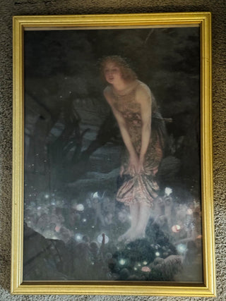 Whimsical forest maiden with fairies framed art - MTS|100909
