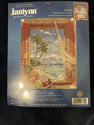 #91 NEW Janlynn "Tropical Vacation Window" counted cross stitch kit