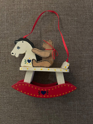 White Rocking Horse with Teddy Bear    MTS|131910