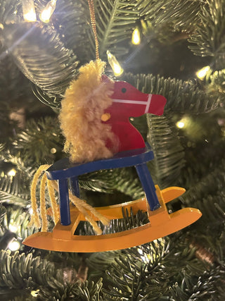 Blue, Red, and Yellow Rocking Horse Ornament   MTS|131925